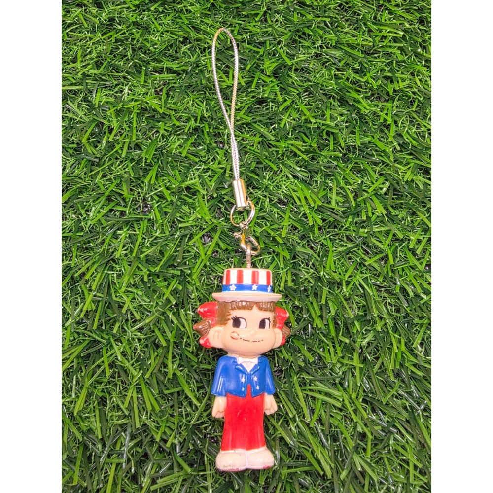 Vintage Peko Chan Fujiya Uncle Sam Patriotic Mascot Charm Phone Strap Keychain